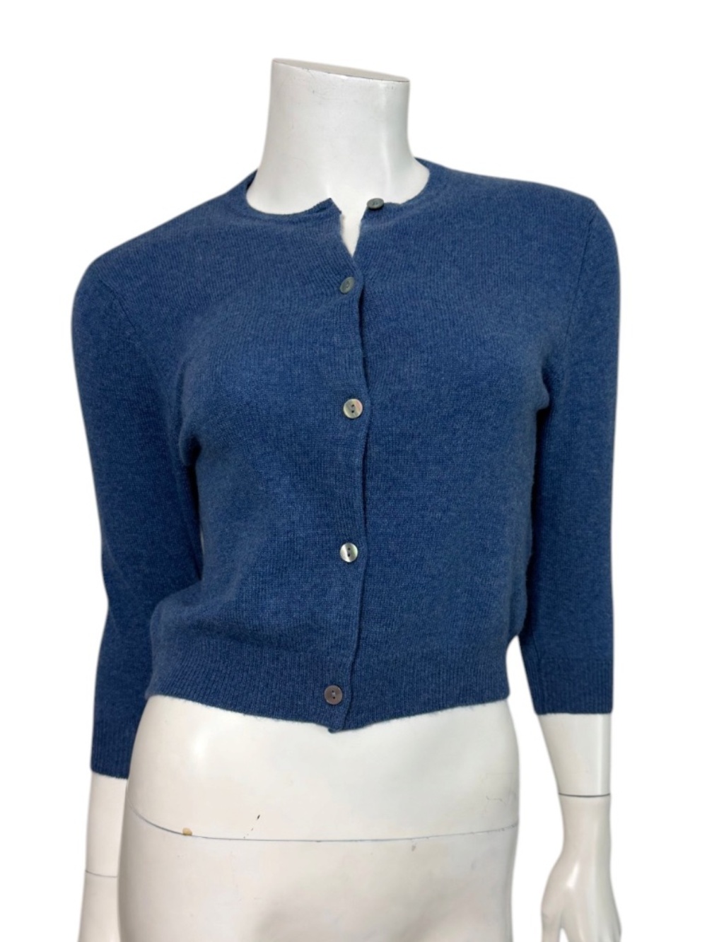 JILL ROBERTS 100% Cashmere Cropped Cardigan Sweater Blue Size S